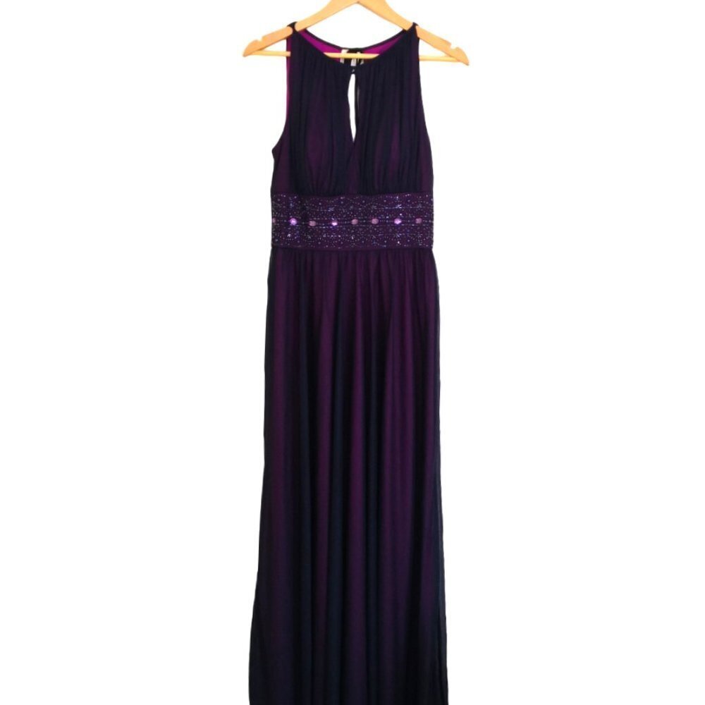 Jessica Howard Halter Neck Sleeveless Beaded Waist ‎ Maxi Dress Size 6